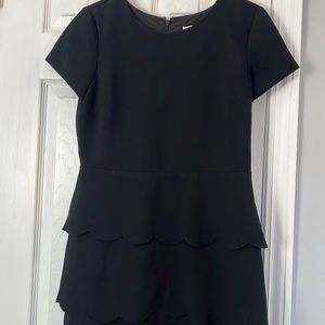 LOFT 6P Black Scalloped Dress.